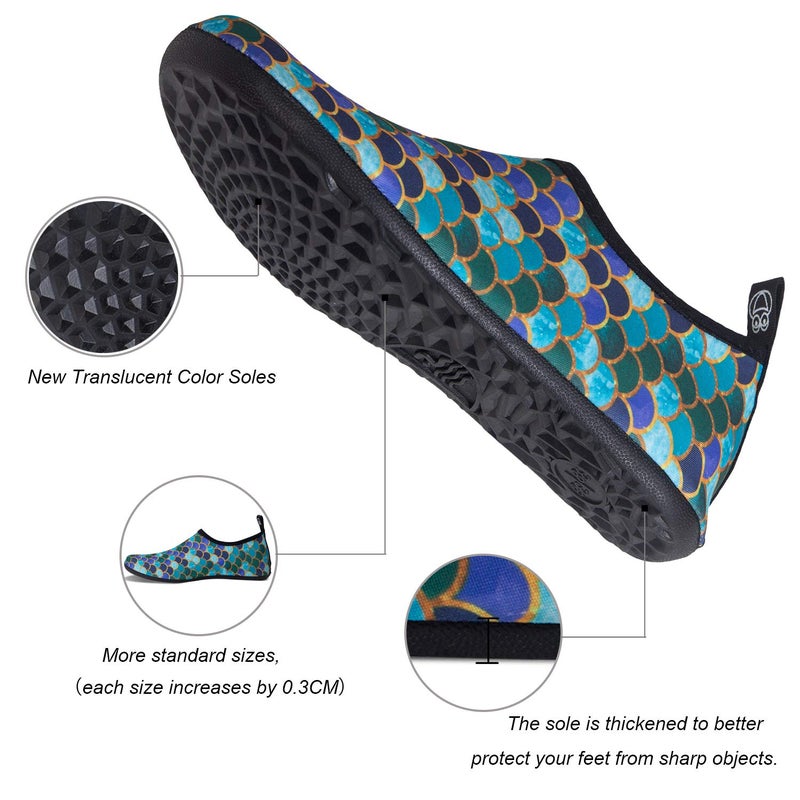 WateLves Water Shoes for Womens Mens Barefoot Quick-Dry Aqua Socks for Beach Swim Surf Yoga Exercise Camping Must Haves (Fishscale Blackgreen, 38/39) - Image 5